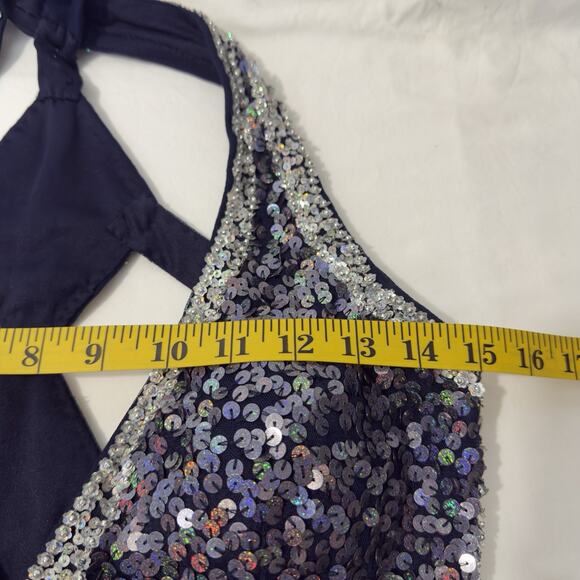 Precious Formals Blue Sequin Maxi Dress Women’s Size 2 Elegant Luxury Night - Picture 12 of 15